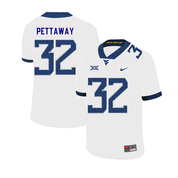 2019 Men #32 Martell Pettaway West Virginia Mountaineers College Football Jerseys Sale-White